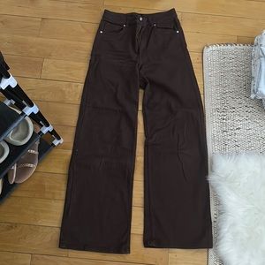 H&M high waisted straight leg brown jean